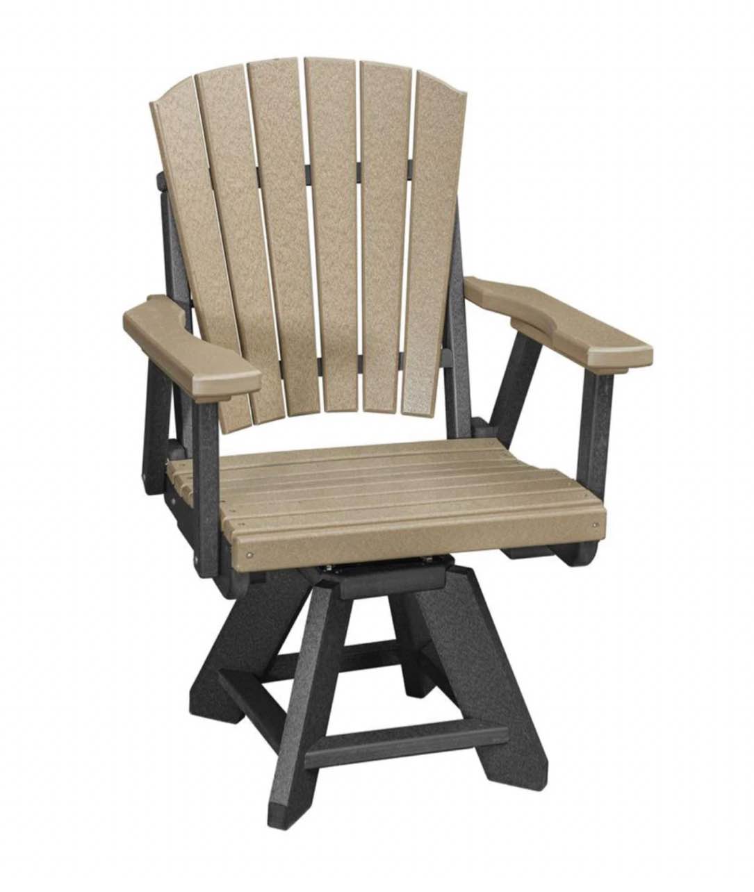 Dining Height Swivel Arm Chair In Weatherwood With A Black Base