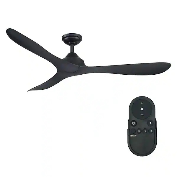Joachim 56 in. Modern Black 3-Blade Propeller Ceiling Fan with Remote Control