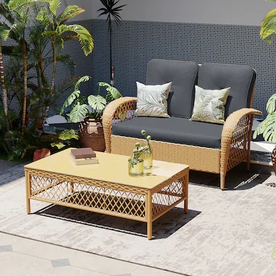 Patio Watcher 2-Piece Rattan Patio Conversation Set 