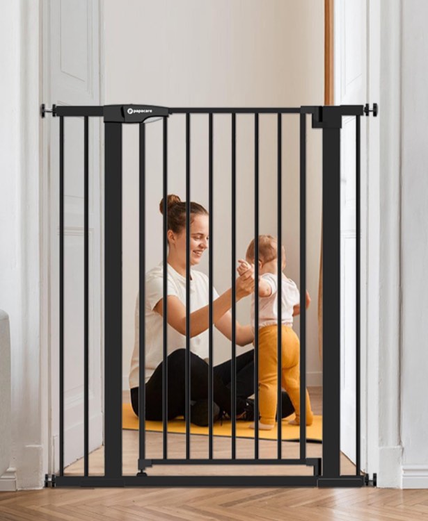 42" Extra Tall Baby Gate for Stairs Doorways, Fits Openings of 29.5" to 40.5" Wide, Auto Close Extra Wide Baby and Pet Gate for Doorways and Stairways,Pressure Mounted Dog Gates, Black