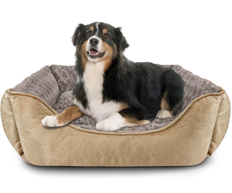 JOEJOY Dog Bed Extra Large - Washable Dog Bed Anti-Anxiety Dog Bed Rectangle Dog Beds with Soft Cosy Plush - Pet Bed for Large Dog, Beige
