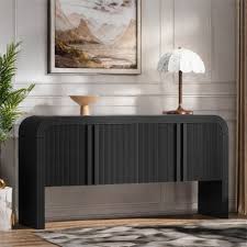 Verniya Sideboard with Striped Doors And Adjustable Shelves