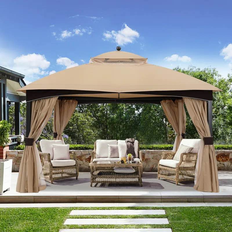 13 Ft. W x 11 Ft. D Steel Patio Gazebo The Soft Roof Gazebo