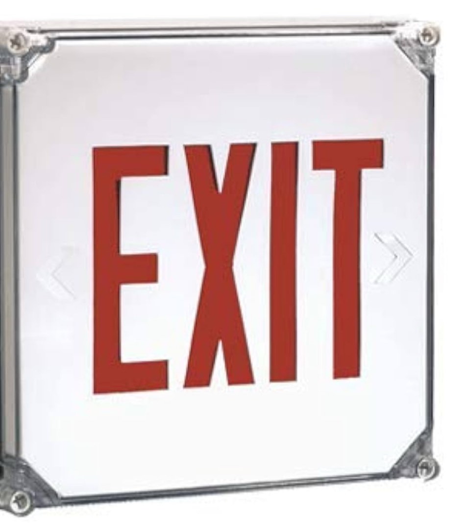LEONLITE LED Exit Sign, Wet Location Exit Sign with Battery Backup, UL Listed, Outdoor Hardwired Exit Light with Double Sided, AC 120/277V, Weatherproof Emergency Exit Sign, Red