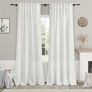 Mercantile Drop Cloth Light Filtering Ring Top Tab Farmhouse Curtain Panel with Valance Off White 84 Inches