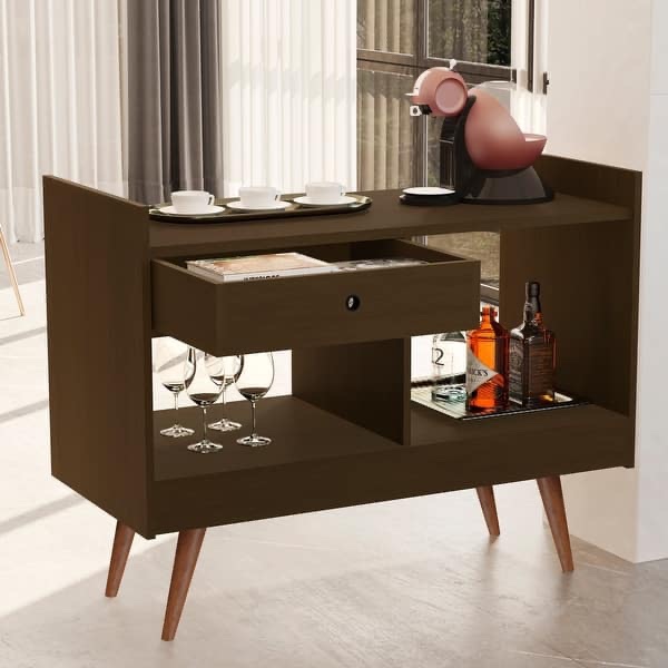 Boahaus Bar Cabinet Modern Wood Storage Shelves 