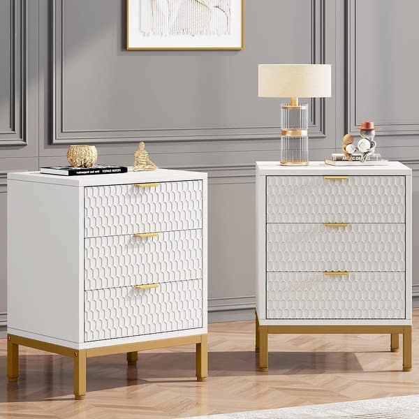 3-Drawer Nightstand Modern Tall Bedside Table with Storage Drawers ONLY ONE