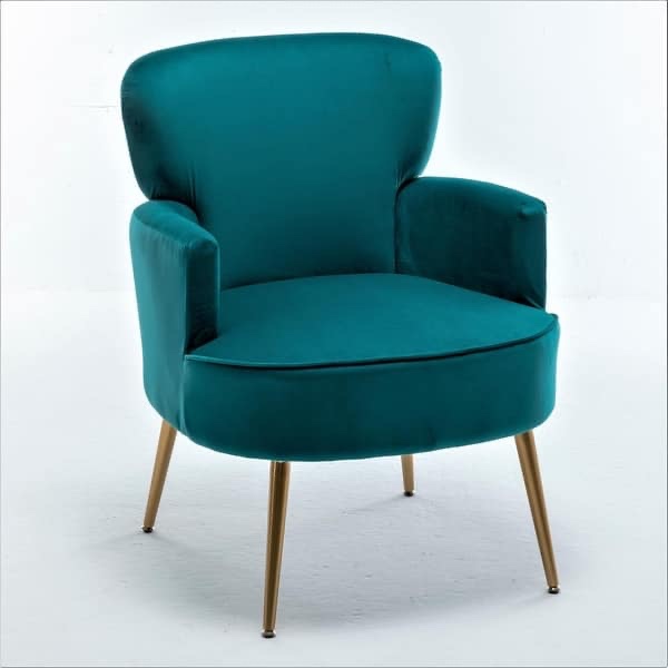 US Pride Furniture Stylish Velvet Armchair with Gold Metal Legs Comfortable Accent Chair - Greenish Blue