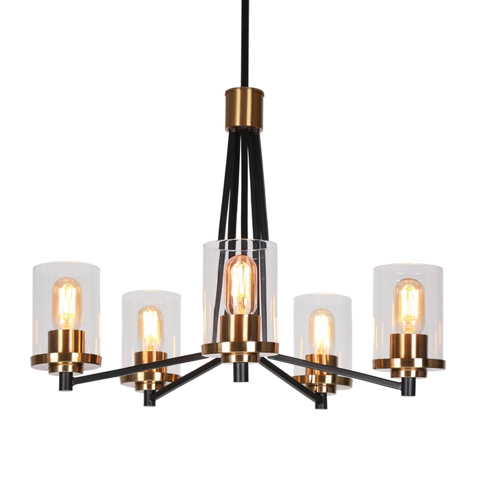 Mavis 25" Wide Black And Brass Chandelier