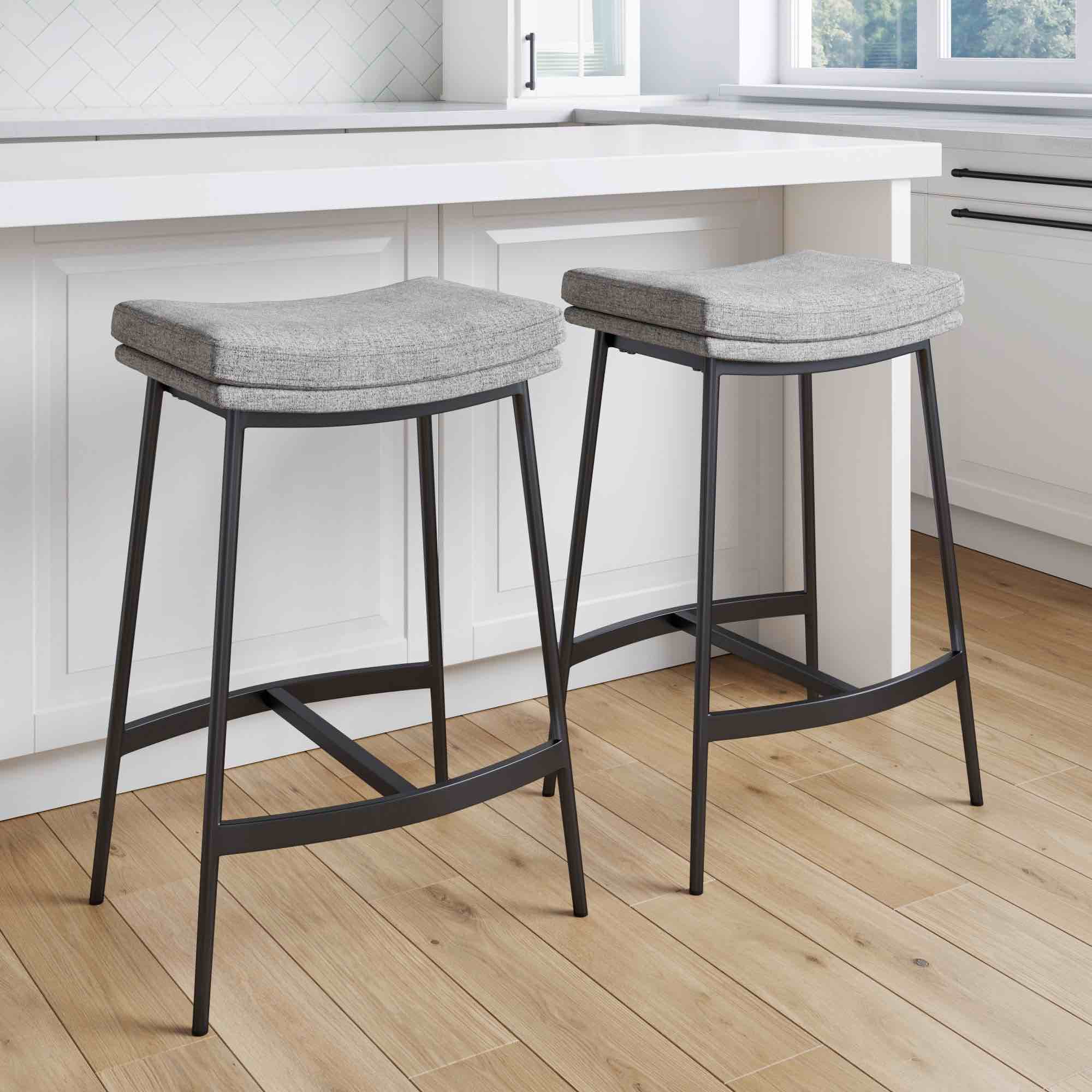 Nathan James Set of 2 Arlo Backless Counter Height Barstool Gray