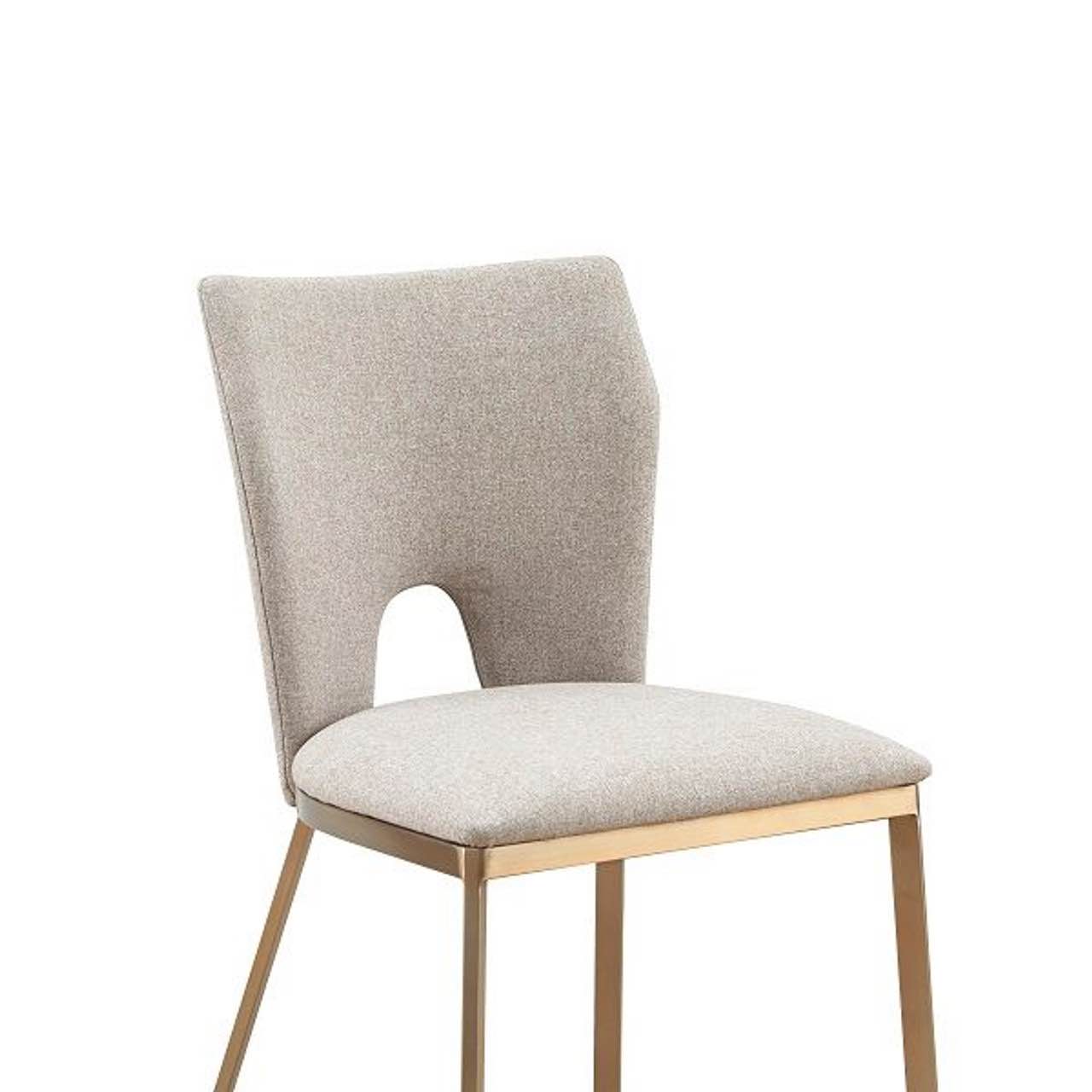 MODREST BURTON - MODERN BEIGE & BRASS DINING CHAIR SET OF 2