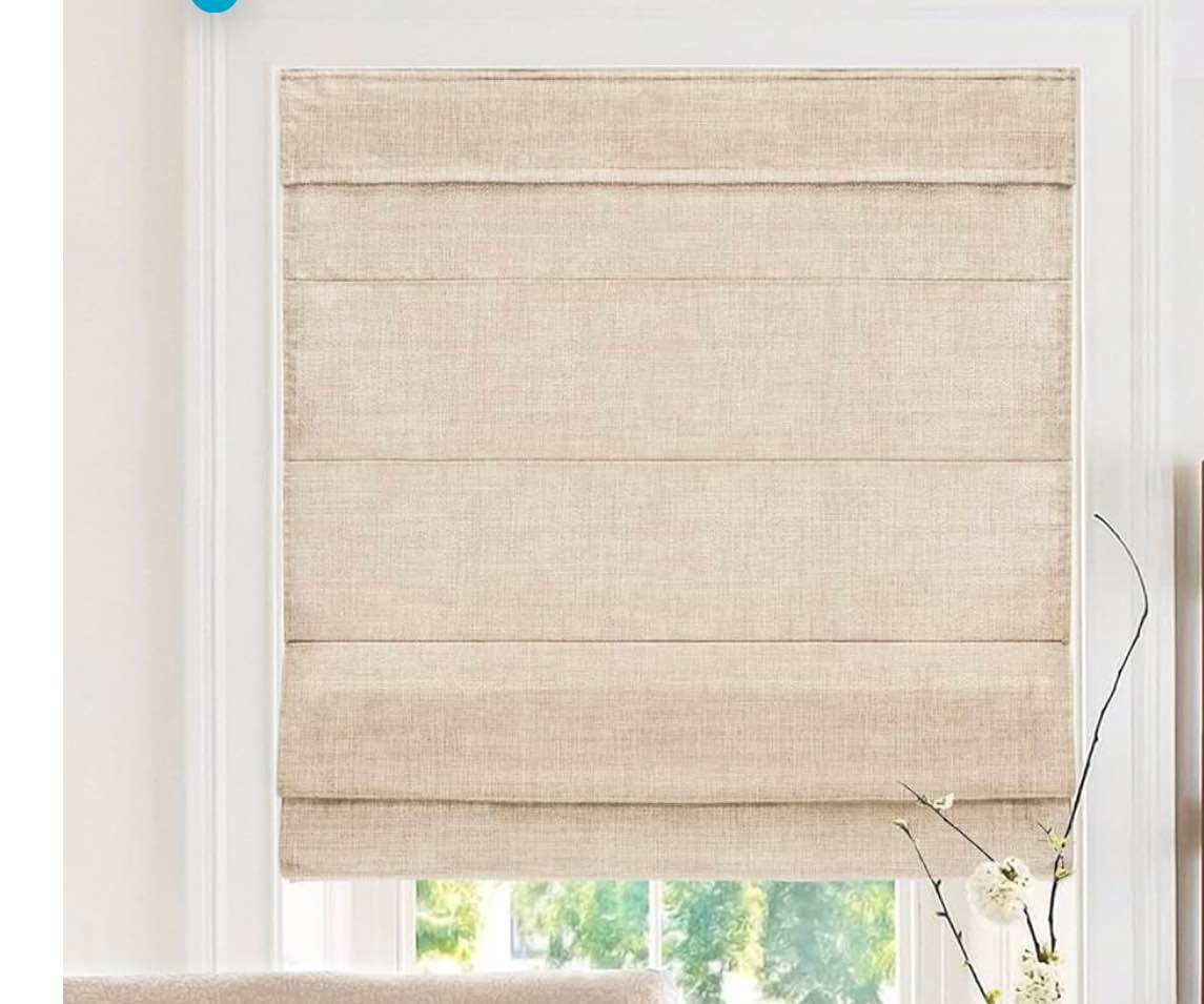 CHICOLOGY Roman Shades for Windows , Window Treatments , Roman Shades , Roman Window Shades , Room Darkening Shades , Window Shades , 39" W X 72" H , Belgian Flax (Privacy & Light Filtering)