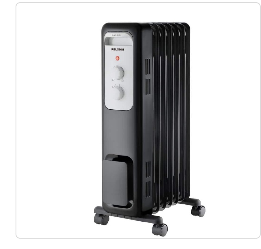 Pelonis 1,500 Watt Oil-Filled Radiant Electric Space Heater with Thermostat 