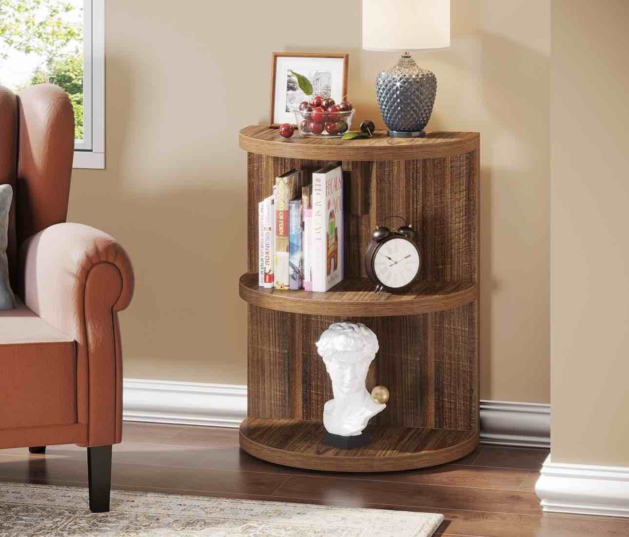 Tribesigns 3-Tier Half Round End Table