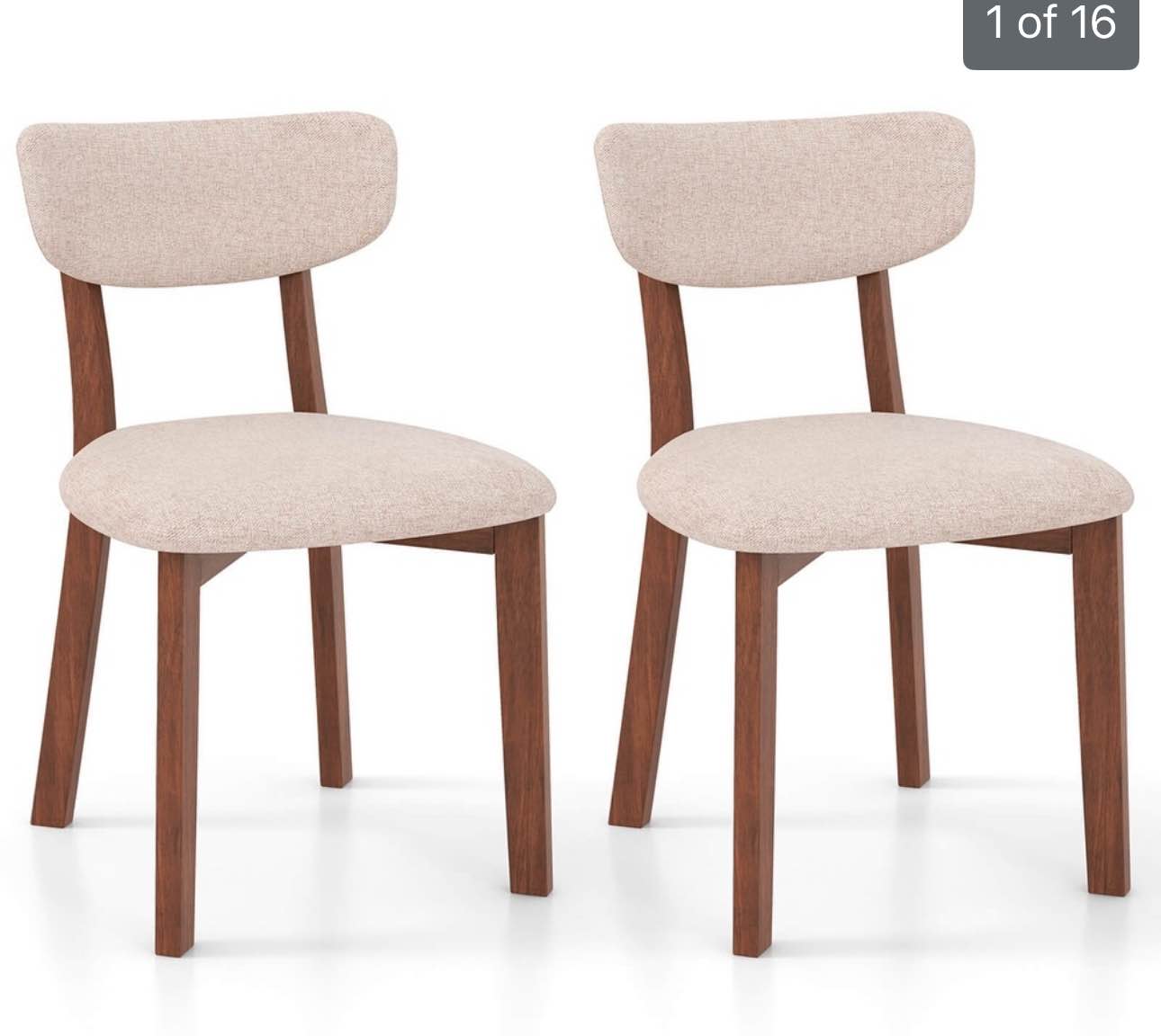 Costway 2 PCS Upholstered Dining Chairs Set of 2 with Solid Rubber - See Details