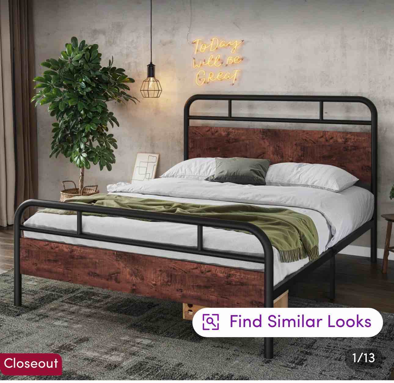 Platform Bed Frame with Headboard Twin/Full