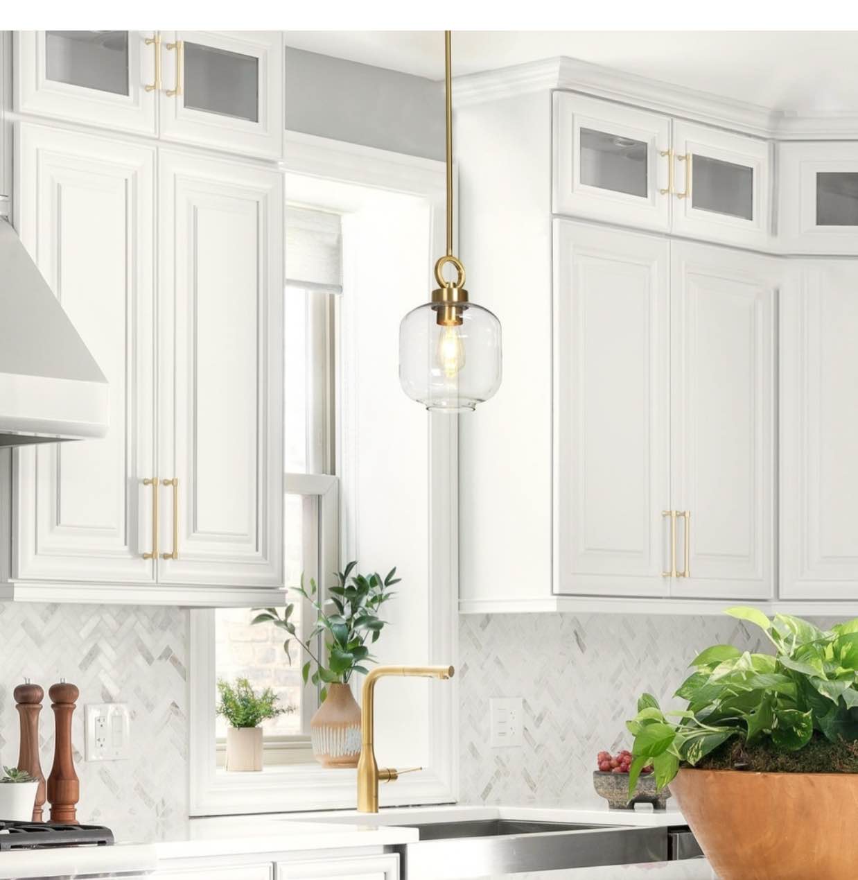 Cavitt Mid-century Modern Unique Pendant Lights Farmhouse Glass Kitchen Island Lighting - D 7.8'' x H 75.2''