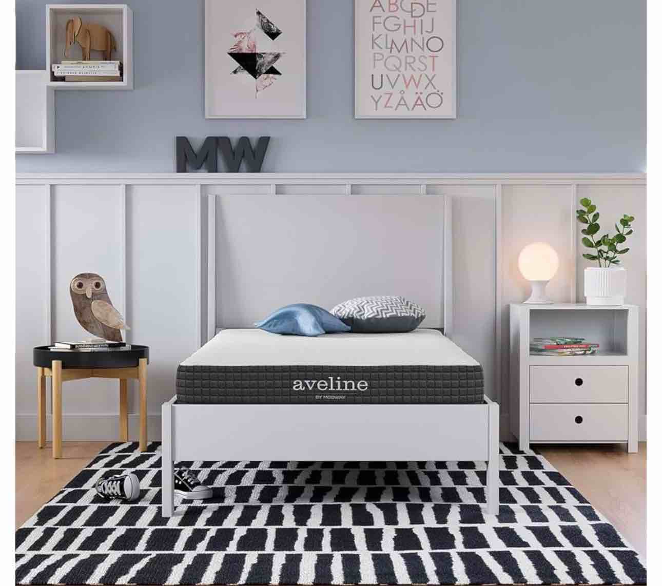 Modway Aveline Gel Infused Memory Mattress with CertiPUR-US Certified Foam, Twin, White