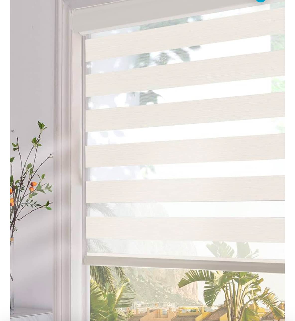 Persilux Zebra Blinds Dual Layer Roller Sheer Shades (46" W X 72" H, Beige) Light Filtering Privacy Light Control for Day and Night Roller Window Shades for Home, Windows and Office, Easy to Install