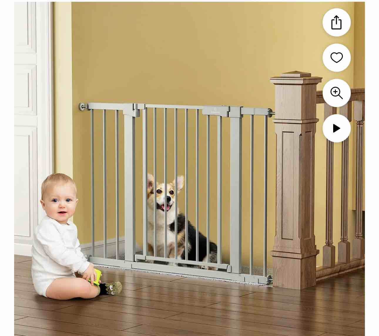 27-43" Extra Wide Safety Baby Gate for Stairs Doorways, Pet gates for doorways,Gray