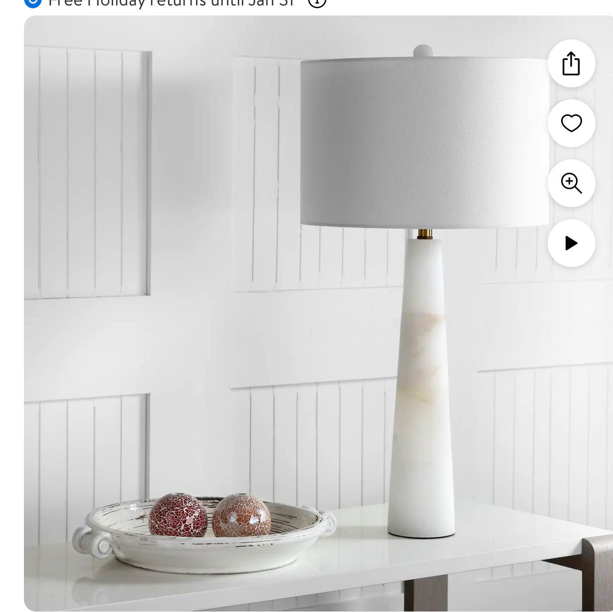 SAFAVIEH Delilah Alabaster Solid Glam 30 in. H Table Lamp, White