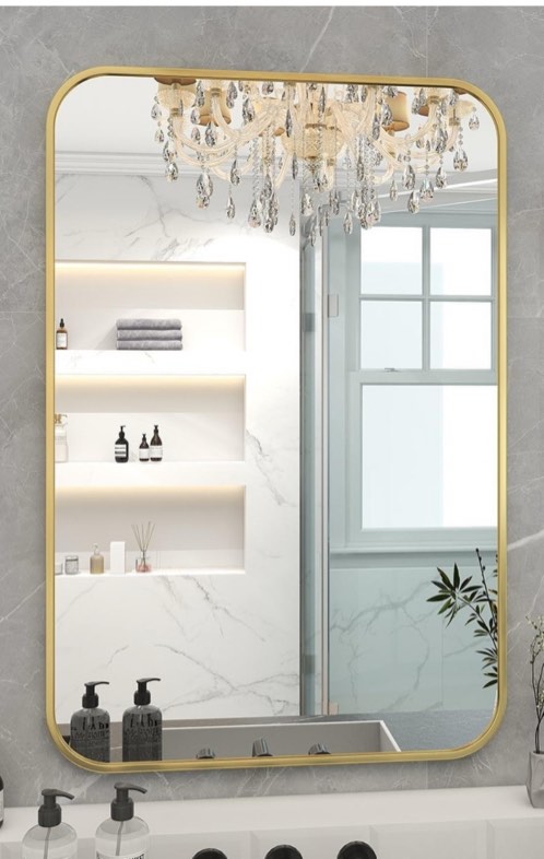 Wall Mounted Bathroom Mirror with Round Corner