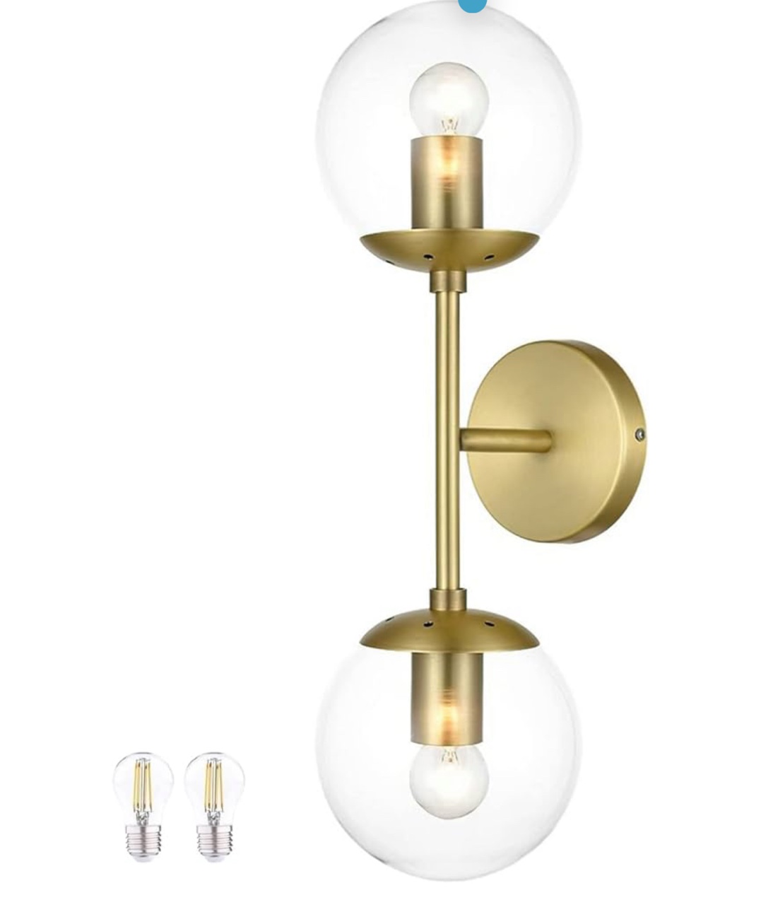 KoKo&Yukina Mid Century Modern Bathroom Vanity Light, 2 Light Globe Sconce, Gold, W 7.7'' x H 19'' x D4.7''