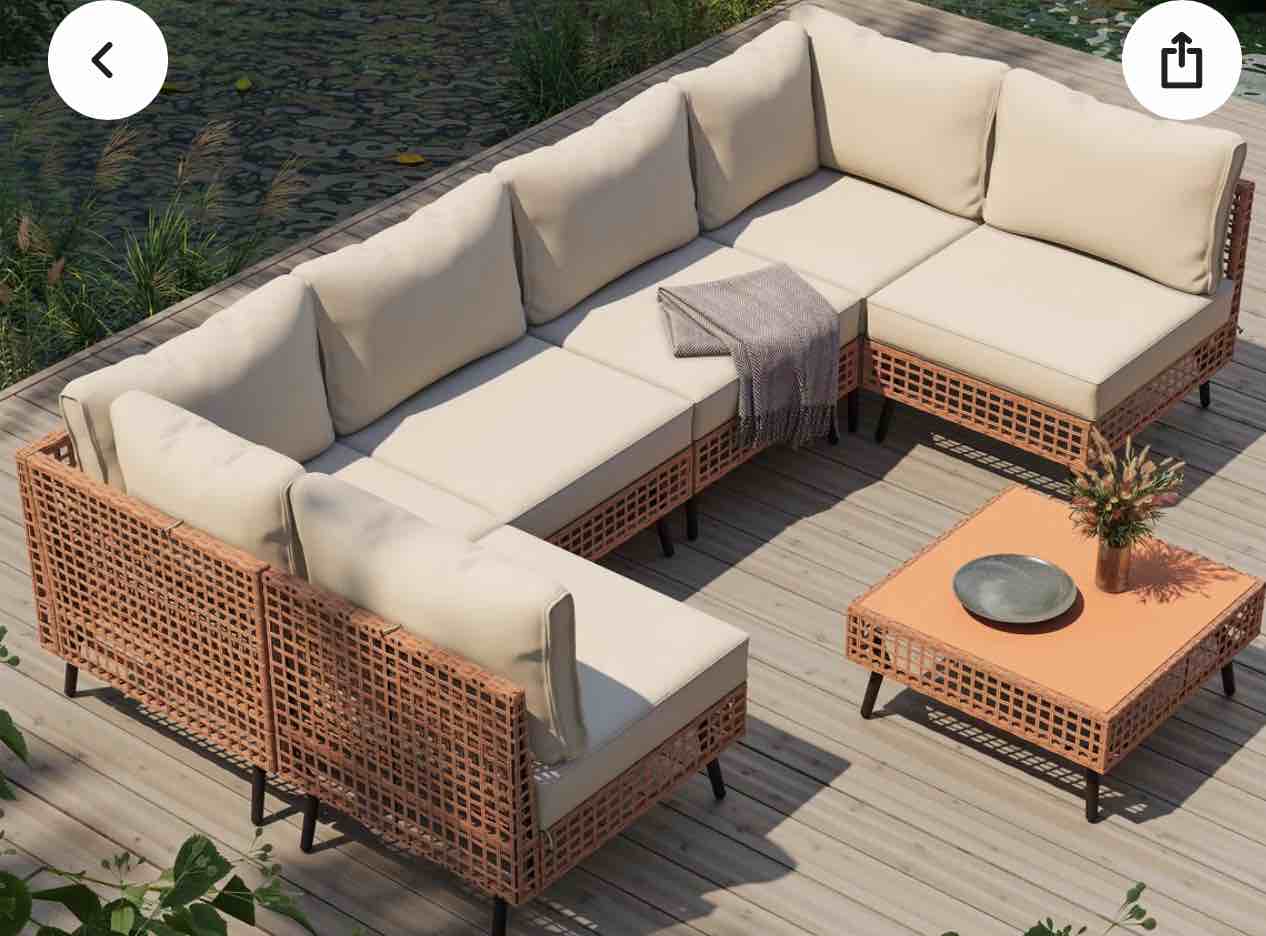 7 Piece Wicker Sectional Seating Group With Cushions, Incomplete Set, Box 2 of 4 only 