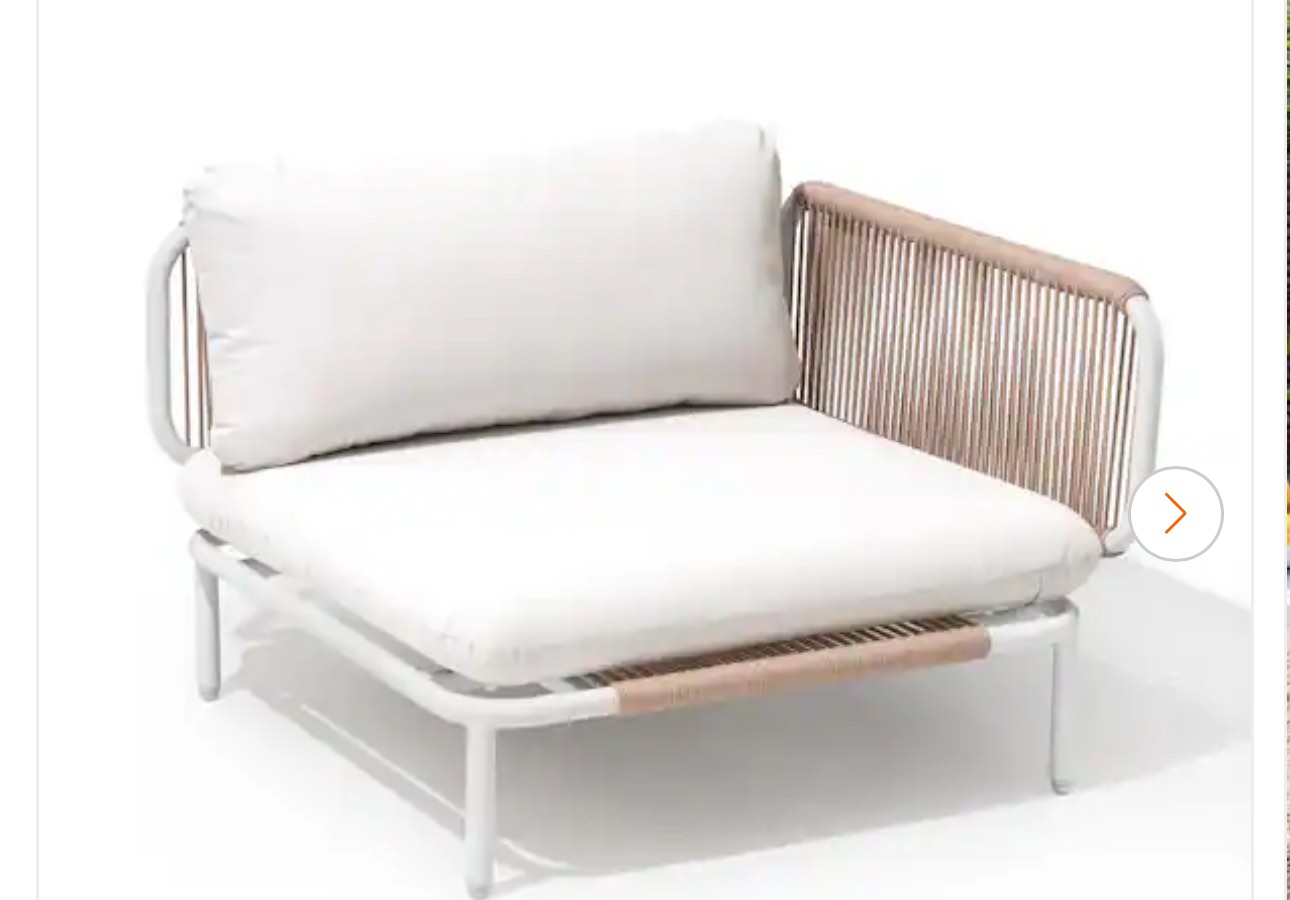 1-Piece Drawcord Metal Outdoor Sectional with Beige Cushions