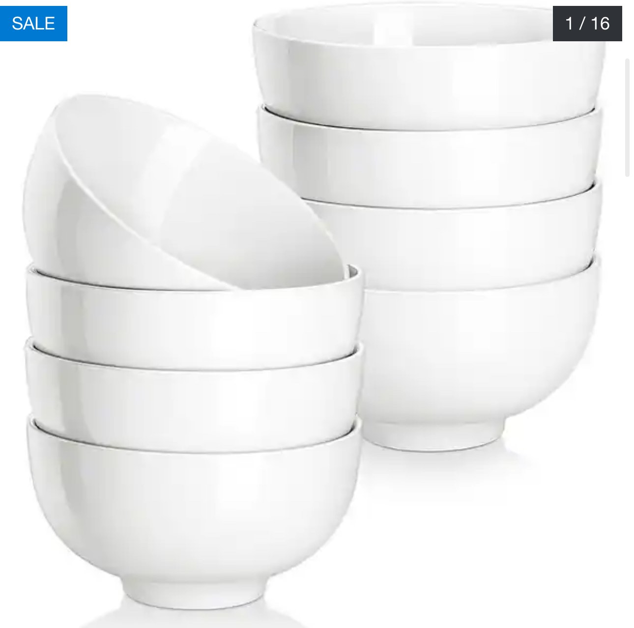 MALACASA 8-pc. Porcelain Cereal Bowl Dessert Soup Bowls
