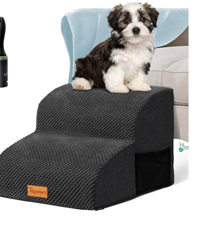 Topmart High Density Foam Pet Steps 2 Tiers,11.8" High,Non-Slip Dog Stairs,Dog Ramp,Soft Foam Dog Ladder,Best for Dogs Injured,Older Cats,Pets with Joint Pain,Suitable for Low Sofas,Stairs,Lower place