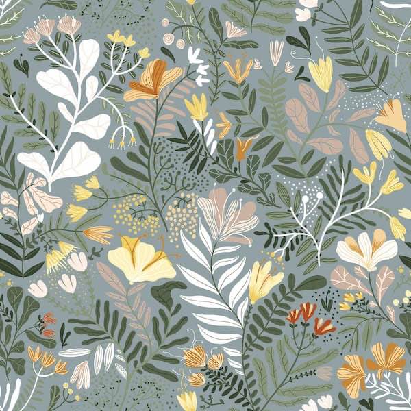 Brittsommar Slate Woodland Floral Non-Pasted Non-Woven Paper Wallpaper
