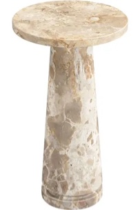 SFV9704I Valentia Round Marble Accent Table&#44; Beige