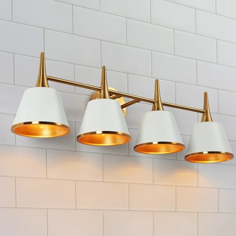 LaLuz Mid-century Modern Gold 1/2/3/4-Light Bathroom Vanity Light Metal Wall Sconces 4-light