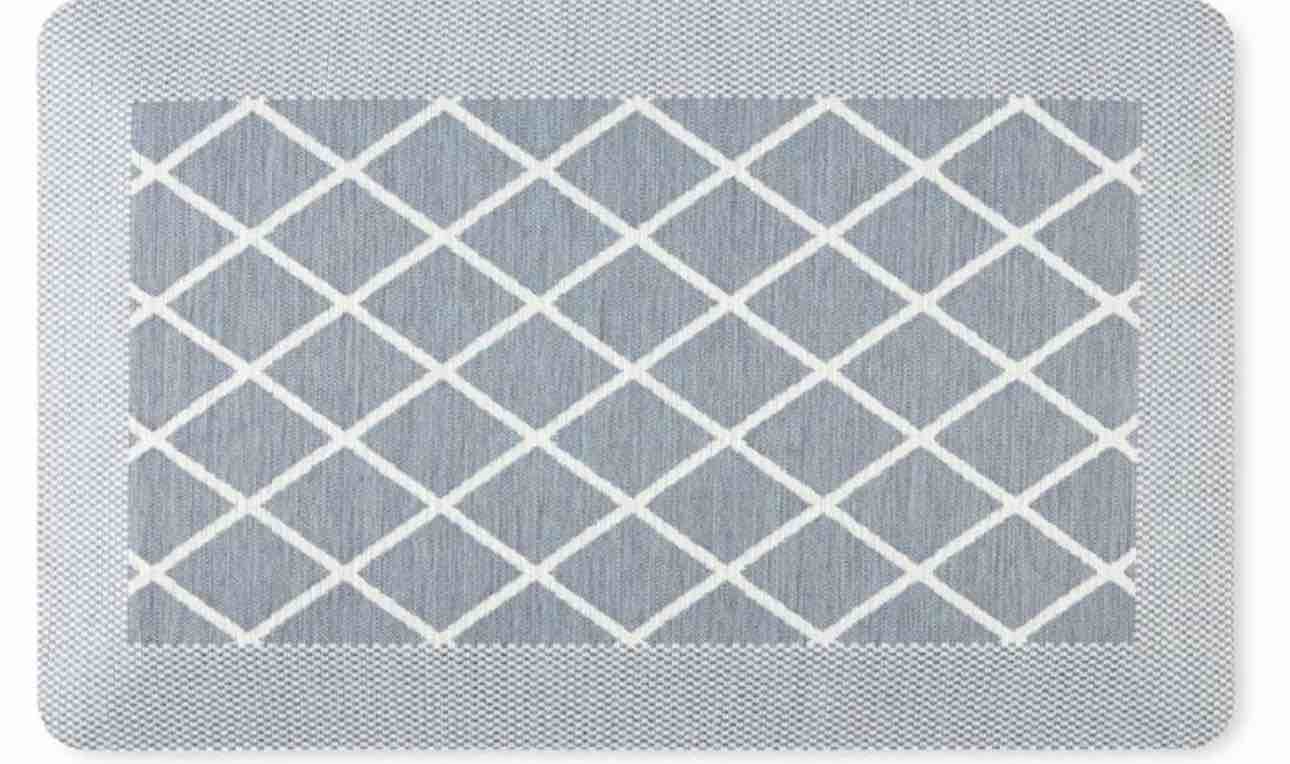 Martha Stewart Miles Modern Diamond Anti-Fatigue Air-Infused Kitchen Mat  Blue  19.6 x39