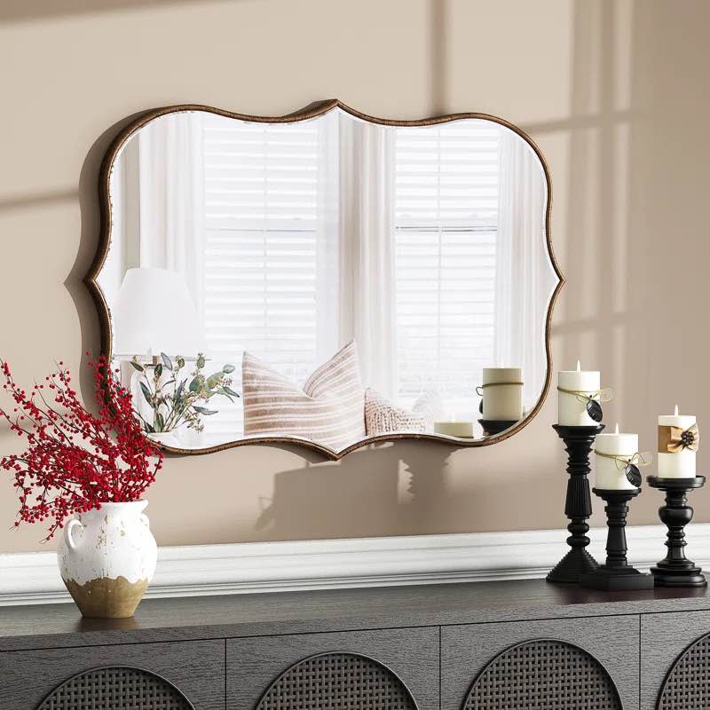 Euri Scalloped Wood Framed Decorative Wall Mirror