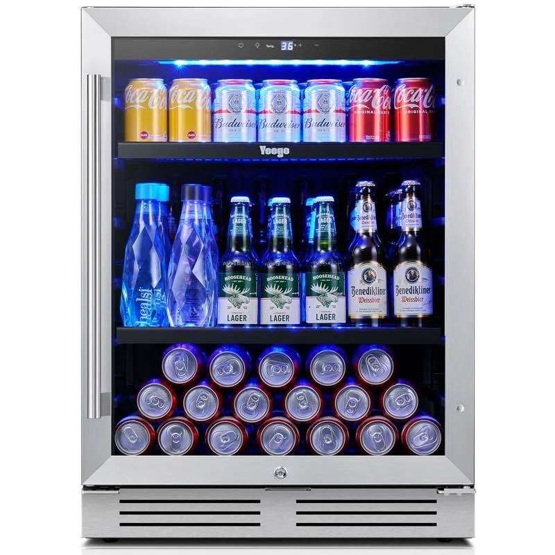 Yeego 24'' 180 Can Built-in Beverage Refrigerator Beer Fridge Drink Cooler (Part number: YEG-BS24-WF-2)