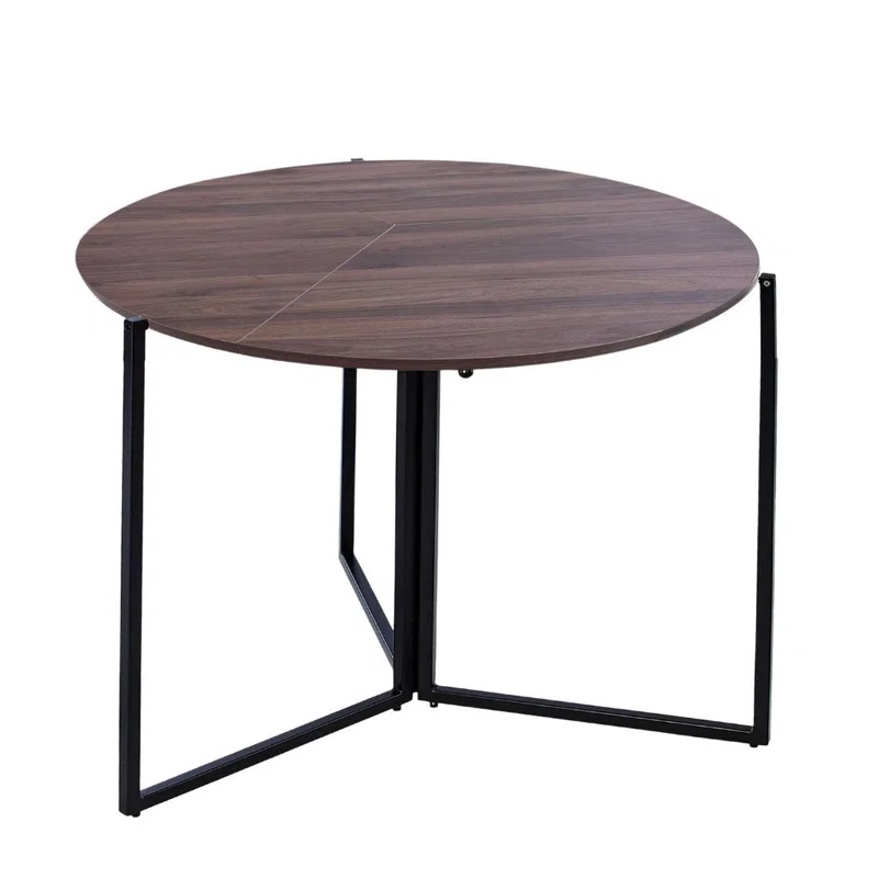 Grane Iron and Wood Round Folding Dining Table