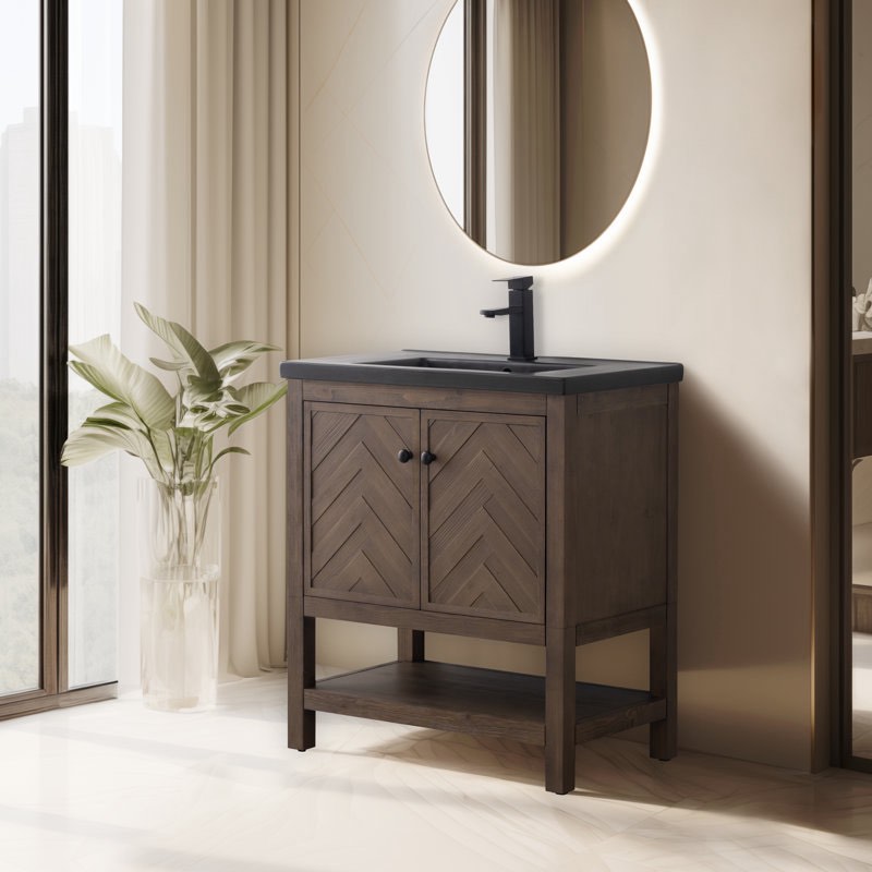 Herringbone Design Single Bathroom Vanity with Ceramic Top (vanity only!!)