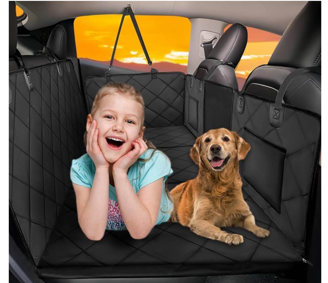 Back Seat Extender for Dogs-Large Space, Dog Car Seat Cover Hard Bottom Holds 400lbs, Sturdy Backseat Extender for Dogs, Waterproof Dog Hammock for Car Dog Car Bed for Car, SUV, Truck