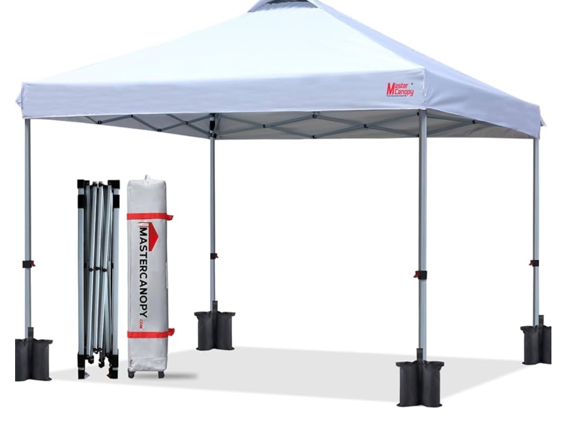 MASTERCANOPY Durable Pop-up Canopy Tent with Roller Bag (10x10, White)