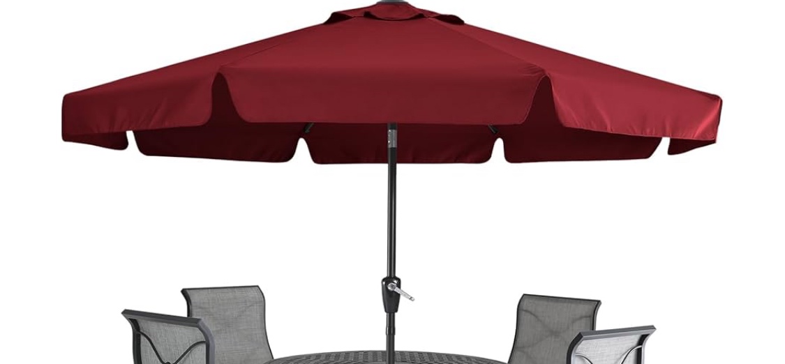 MASTERCANOPY Valance Patio Umbrella for Outdoor Table Market -8 Ribs (9ft, Burgundy)