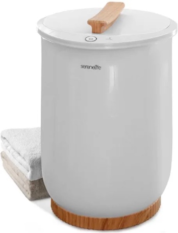 SereneLife Bucket Towel Warmers, White Large Towel Warmer for Spa and Bathroom, Luxury Towel Heater Gifts for Him & Her, Auto Shut-Off, Fits 2 large, Blankets, Bathrobes, PJ's
