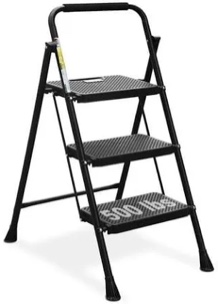 HBTower Step Ladder, Folding Step Stool with Wide Anti-Slip Pedal, Sturdy Steel Ladder, Convenient Handrail, Lightweight, Portable Steel Step Stool