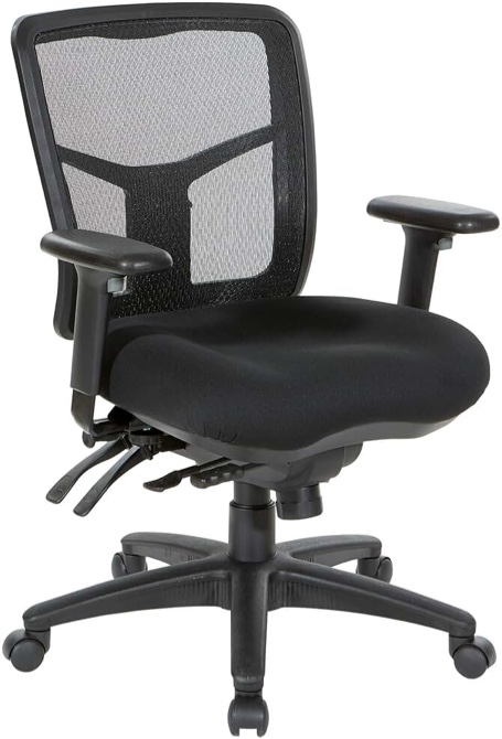 Office Star ProGrid Breathable Mesh Manager's Office Chair with Adjustable Seat Height, Multi-Function Tilt Control and Seat Slider, Mid Back, Coal FreeFlex Fabric