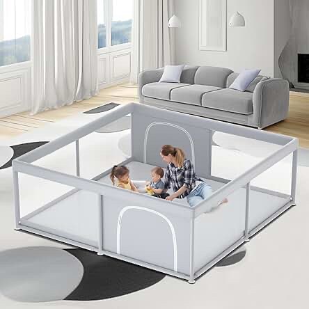 79" ×71" Extra Large Baby Playpen, Big Playpen for Babies and Toddlers, Gap-Free, Climb-Proof Play Yard for Baby, Spacious Baby Play Pen with Zippered Door and Storage Bag