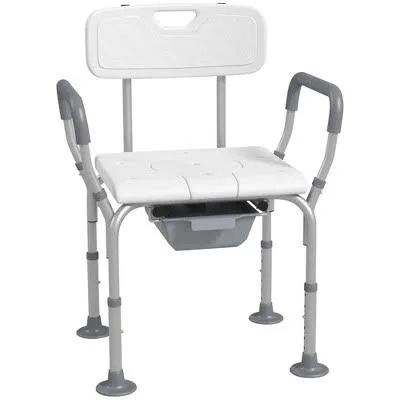 Bedside Commode Chair for Elderly, Versatile 3 in 1 Shower Chair with Arms and Back, Raised Toilet Seat with Removable Commode, Adjustable Leg Height, Non-Slip Seat, 400 lbs Capacity