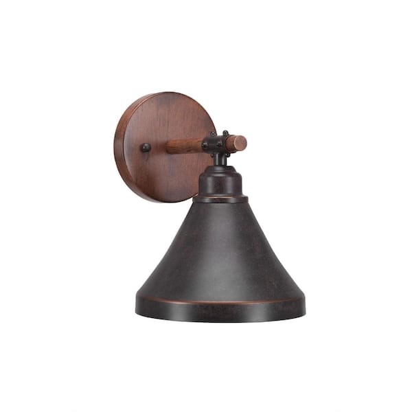 London 1-Light Painted Wood-Look Metal and Dark Granite Wall Sconce