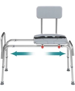 DMI Tub Transfer Bench and Shower Chair with Non Slip Aluminum Body, FSA Eligible, Adjustable Seat Height and Cut Out Access, Holds Weight up to 400 Lbs, Bath and Shower Safety, Transfer Bench