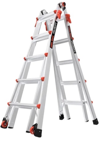 Little Giant Ladder Systems, Velocity with Wheels, M22, 22 Ft, Multi-Position Ladder, Aluminum, Type 1A, 300 lbs Weight Rating, (15422-001)